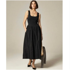 J Crew Drop Waist Knit Mixy Dress XS PXS XSP Black NWT CJ497 J.Crew Midi Resort