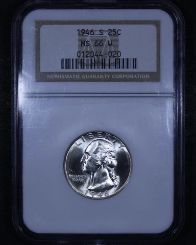 1946-S Washington Quarter - 25c NGC MS66 W - White - Cool Older Holder!