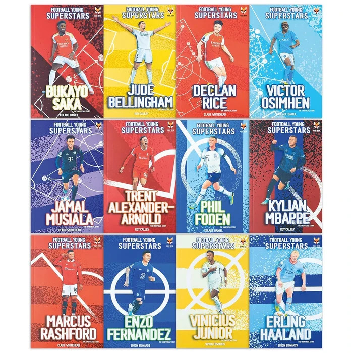 Simon Edwards Football Young Superstars 12 Books Collection Set Jude Bellingham
