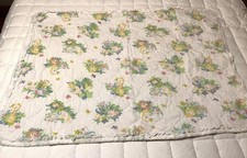 Vintage Jungle Animals Lion Giraffe Colorful Ruffled Edge Baby Blanket