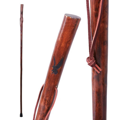 55 in Rustic Wood Walking Stick, Traditional Style Handle, for Men & Women