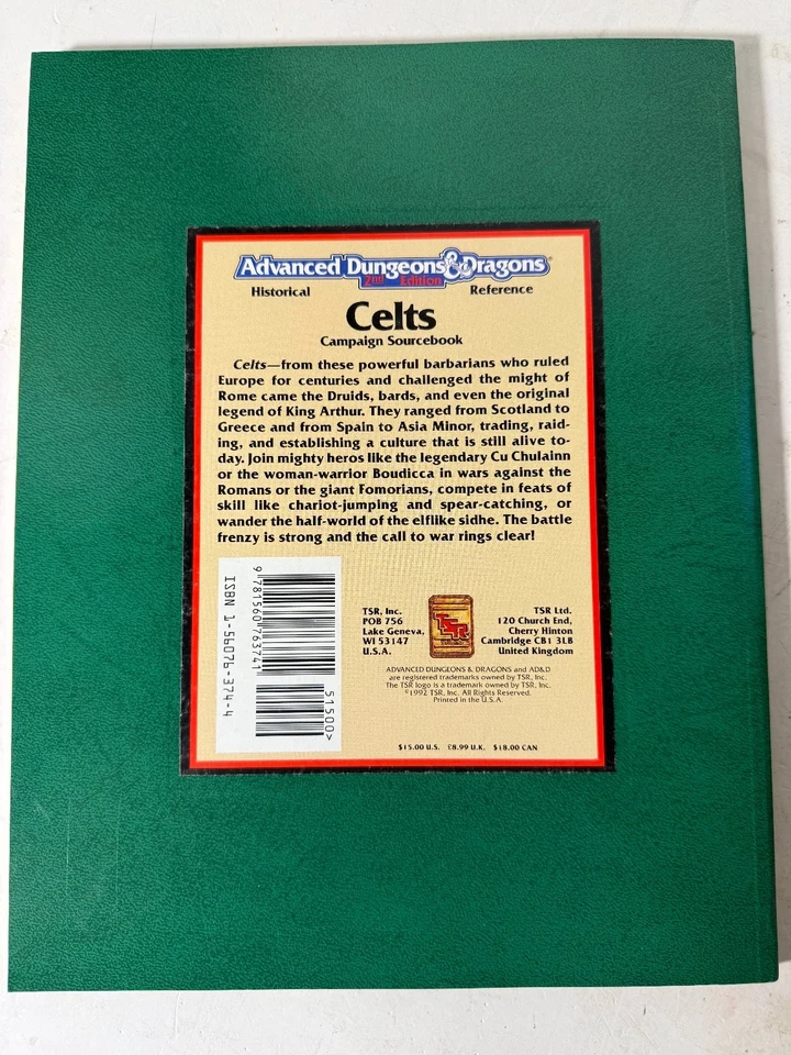 Advanced Dungeons & Dragons 2da Edición Celts Campaign Sourcebook TSR 1992 Foto 2 de 2