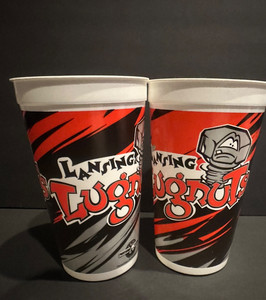 LANSING LUGNUTS set of 2 Drinking Cup Souvenir "Minor League Baseball Big Lug