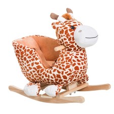 Kids Plush Rocking Horse Giraffe Themed Ride-On Chair Toy With