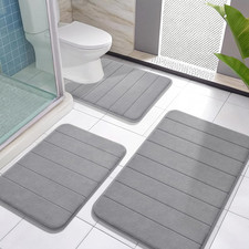 Memory Foam Bath Mat Set 3 Pieces- Super Soft Absorbent Quick Dry Bathroom Rug S