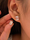 Women's Gift 4CT Emerald Lab Grown Diamond Studs Earrings 14k White Gold #350 — photo 8