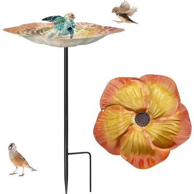 Attraktives Vogeltränke: Metall Vogelbad Stehend, 48 cm hoch, Stabil für Vögel