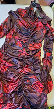 PRETTYLITTLETHING Women's High Neck Ruched Mesh Floral Midi Bodycon Dress 4