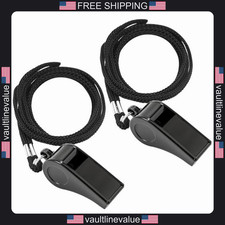 2 Sports Whistles with Lanyard, Loud Crisp Sound Whistle Ideal for Coaches,