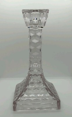 Antiker Fostoria amerikanischer Kristallglas Kerzenständer Eiffelturm Kerze 7'' selten