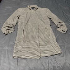 Rachel Zoe Houndstooth open front blazer jacket with ruched sleeves women  s Xs