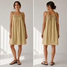 Natural Cotton Tie-Shoulder Sundress, H&M, Ov...