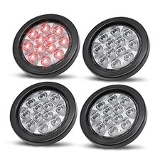 Trailer Tail Lights Inch Clear Lens Red Round Clearance Stop 4 4pcs Clear/Red