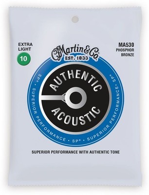 Martin MA530 Authentic Acoustic SP Extra Light Guitar Strings 10-47