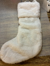 17" Christmas Stocking Ivory White Faux Fur New 1