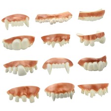 Marrywindix 12 Pieces Gnarly Teeth Gag Teeth Ugly Fake Teeth Vampire Denture