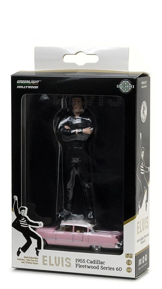 ELVIS PRESLEY Auto Modello CADILLAC FLEETWOOD 1955 1/64 con FIGURA 12cm RARO - Immagine 2 di 2