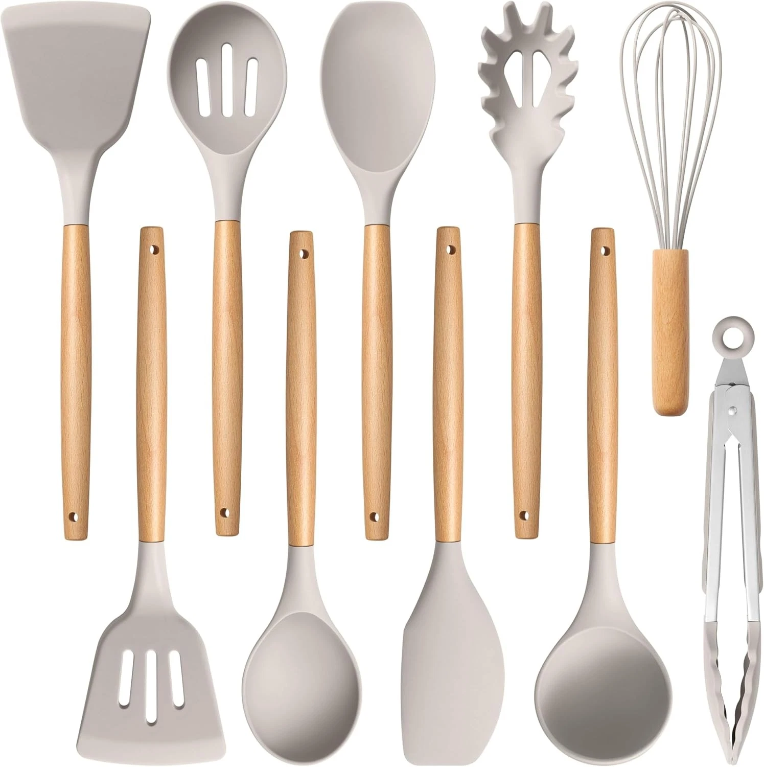 Silicone Cooking Utensils Set 10-Piece Heat Resistant Kitchen Utensils Set