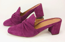 Vionic Plaza Presley Mules Sz 11 Merlot Purple Suede Square Toe Orthotic READ