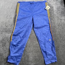 Vintage Adidas Men  s Lightweight Track Pants Size Medium Blue Nylon Mesh Lined