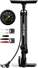 Hycline Bike Floor Pump with Gauge: 160 PSI High Portable Size, Black 