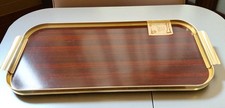 Vassoio Vintage Da Portata Da Bar Anni 60 In Formica Placcato Oro Misure 60x26x3