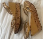 PRADA Donna Beige Cipria Patent Leather Slingback Wedge Cork Sandal - 38 $895 — photo 3