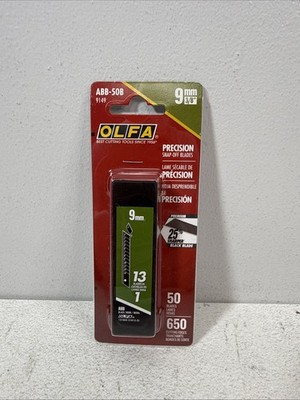 OLFA 9149 ABB-50B 9mm UltraSharp Black Snap-Off Blade, 50-Pack