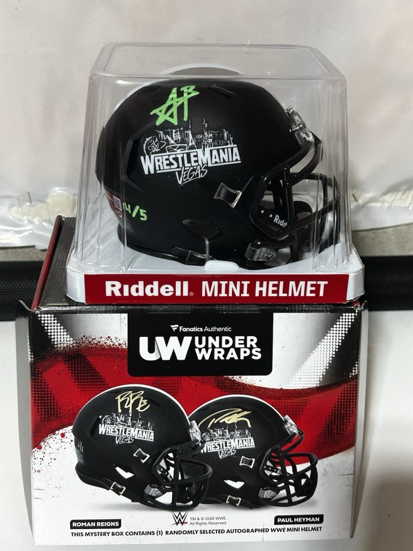 WWE WrestleMania Vegas 42 Aleister Black Autographed Original Mini Helmet /5