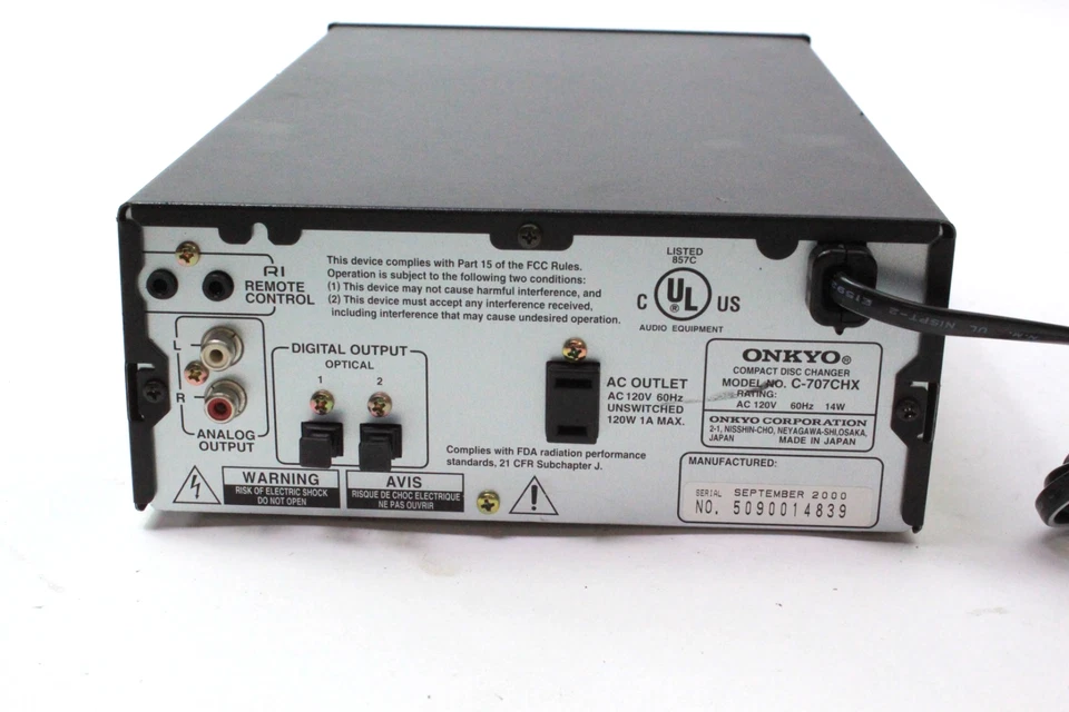 Black ONKYO C-707CHX 3 Compact Disc CD Changer Player Shelf HiFi Stereo As Is - Image 4 of 4