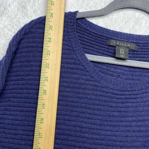 Tahari Navy Lightweight Tight Knit 50% Merino Wool Sweater Shirt Size 1X Button - Picture 13 of 13