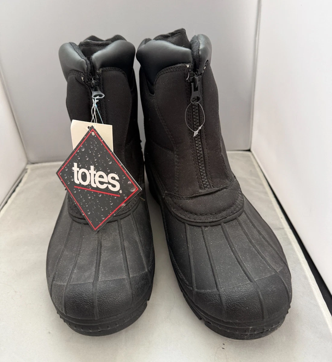 Totes Mens Luke Black Waterproof Winter Boots Faux Fur Lined Thermolite Size 9M Totes Men main image 2