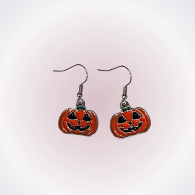 Orange Halloween jack-o-lantern  dangle earrings | Sz OS, New