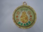 Fresh Pear  Pot Holder Pear Paisley Yellow Teal Brown Quilted Cotton
