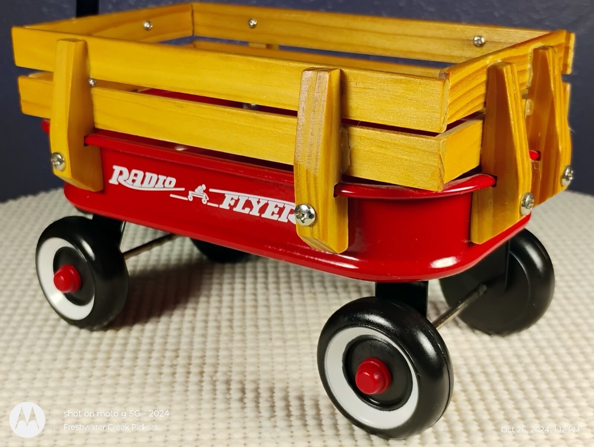1990's Radio Flyer Little Traveler Mini Red Wagon w/ Wooden Side