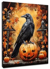 Black Crow Gothic Halloween Canvas Wall Art Decor For Living Room 8x10 Inch