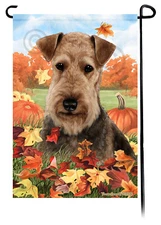 Airedale Terrier Falling Leaves Garden Flag