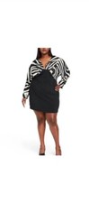 Sergio Hudson X Target Black & Cream Zebra Stripe Sheath Dress NWOT Size XL