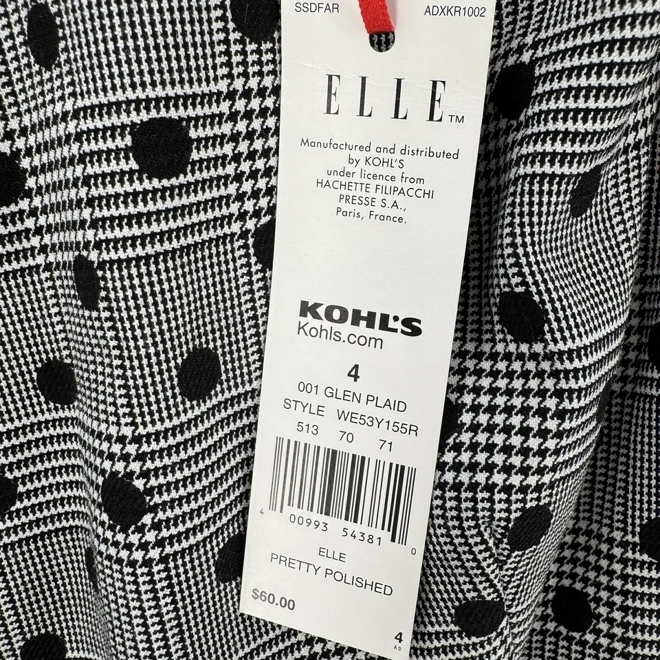 NWT Elle Dress Womens Size 4 Fit And Flare Plaid Polka Dot Sleeveless Short - Image 4 of 4