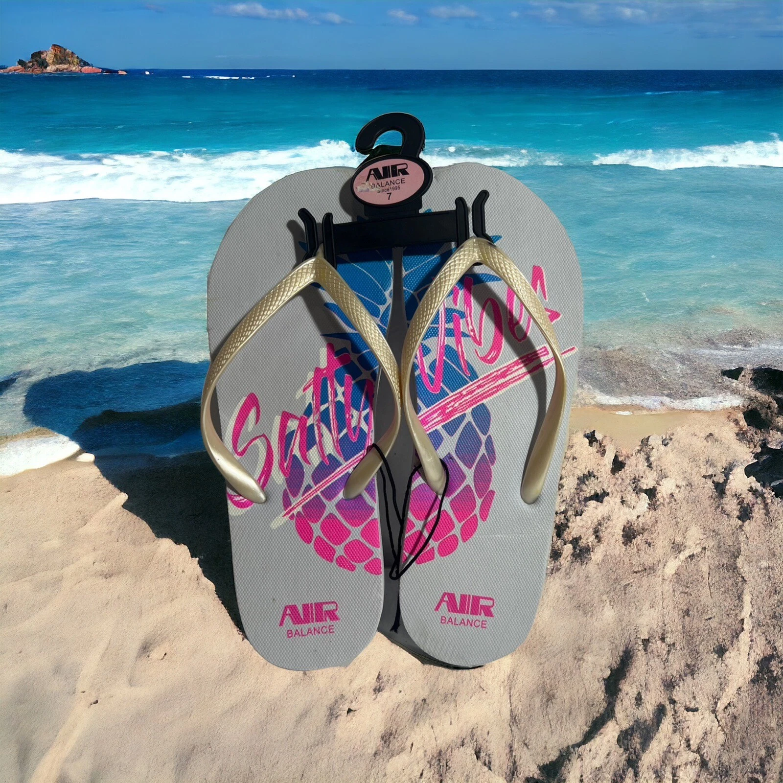 NEW BALANCE Sandali infradito Air Balance donna taglia 7 rosa blu NUOVI