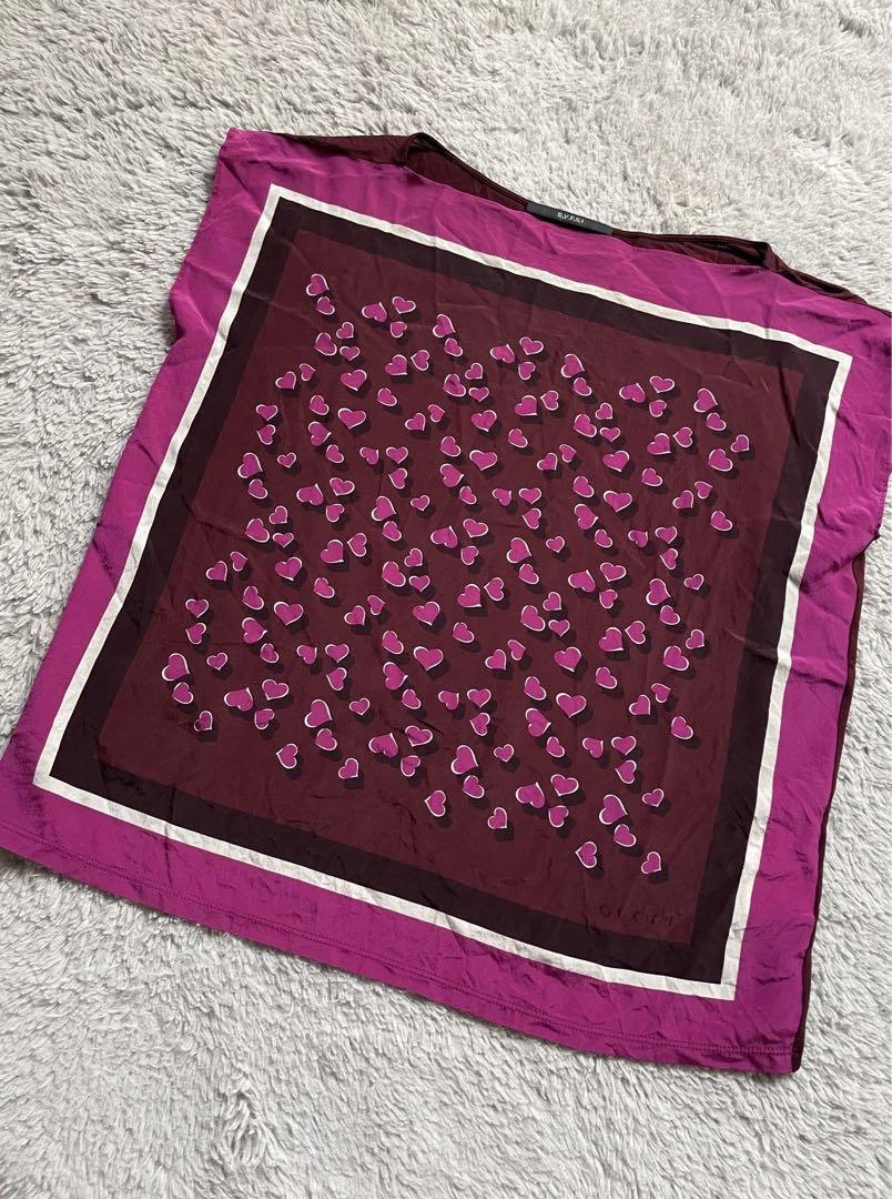 Chemisier écharpe en soie motif coeur GUCCI évalué Anshin   rose/marron   taille libre 