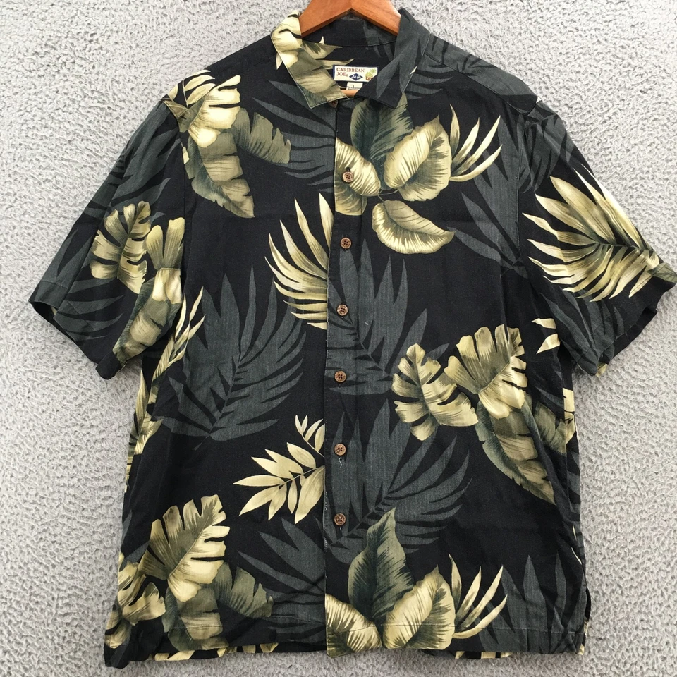 Caribbean Joe Hawaiian Shirt Mens Large Multicolor Short Sleeve Collared Floral - Image 2 of 4