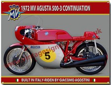1972 MV AGUSTA 500-3 CONTINUATION MOTORCYCLE METAL SIGN.GIACOMO AGOSTINI