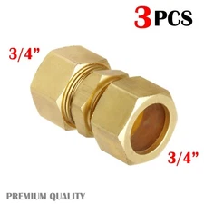 3PC High Quality 3/4" BRASS COMPRESSION FITTINGS