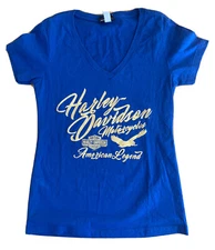 2018 Womens Holoubek Quaid Harley Davidson Loma Linda, CA T-Shirt Blue Size S
