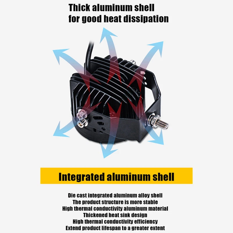 2PCS 12-80V 23W Motorcycle Motorbike Spotlight Fog Light Lamp Yellow Universal - Image 3 of 4