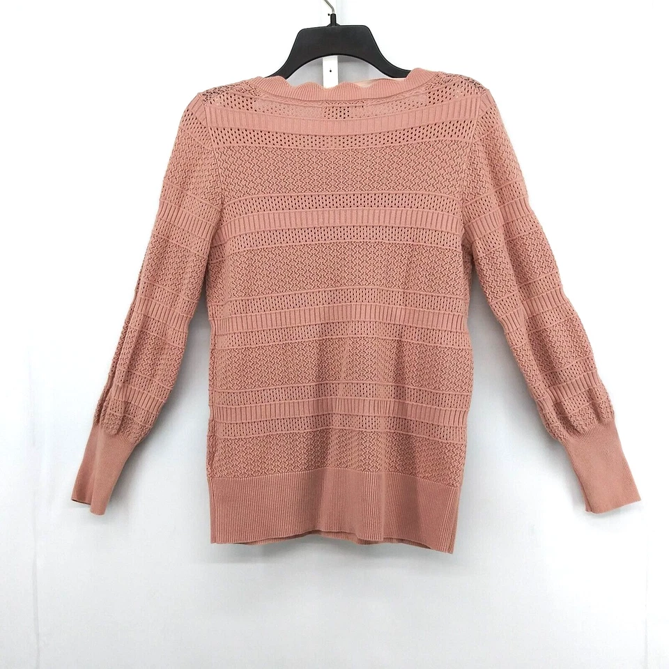 Blusa Pulôver Feminina Cable & Gauge Tamanho M Blush Rosa Crochê Manga Longa - Imagem 3 de 4