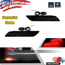 For 2013-2015 Honda Civic Sedan Smoke LED Rear Bumper Reflector Tail Brake Light
