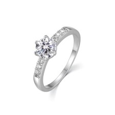 Ladies Ring Sterling 925 Solid Silver White Sapphire Solitaire Ring Sizes K to S