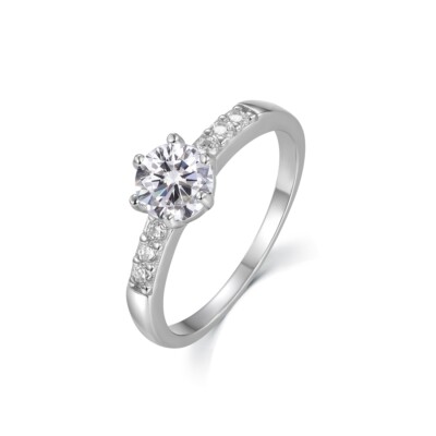Damen Ring Sterling 925 massiv Silber weißer Saphir Solitärring Größen K bis S
